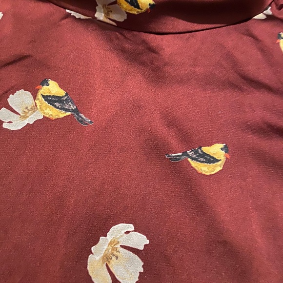 Zara Bird Print Ruffle Sleeve Blouse - Picture 9 of 11